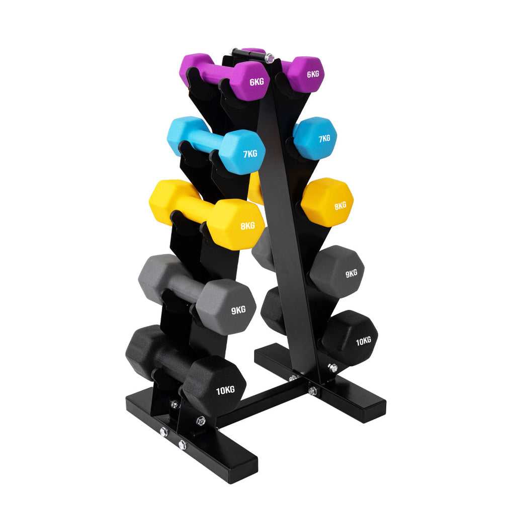 Space Saving Weight Rack – 3, 5 Tier Neoprene Dumbbell Tree Stand, Compact Storage Stand for Home Gym Setups