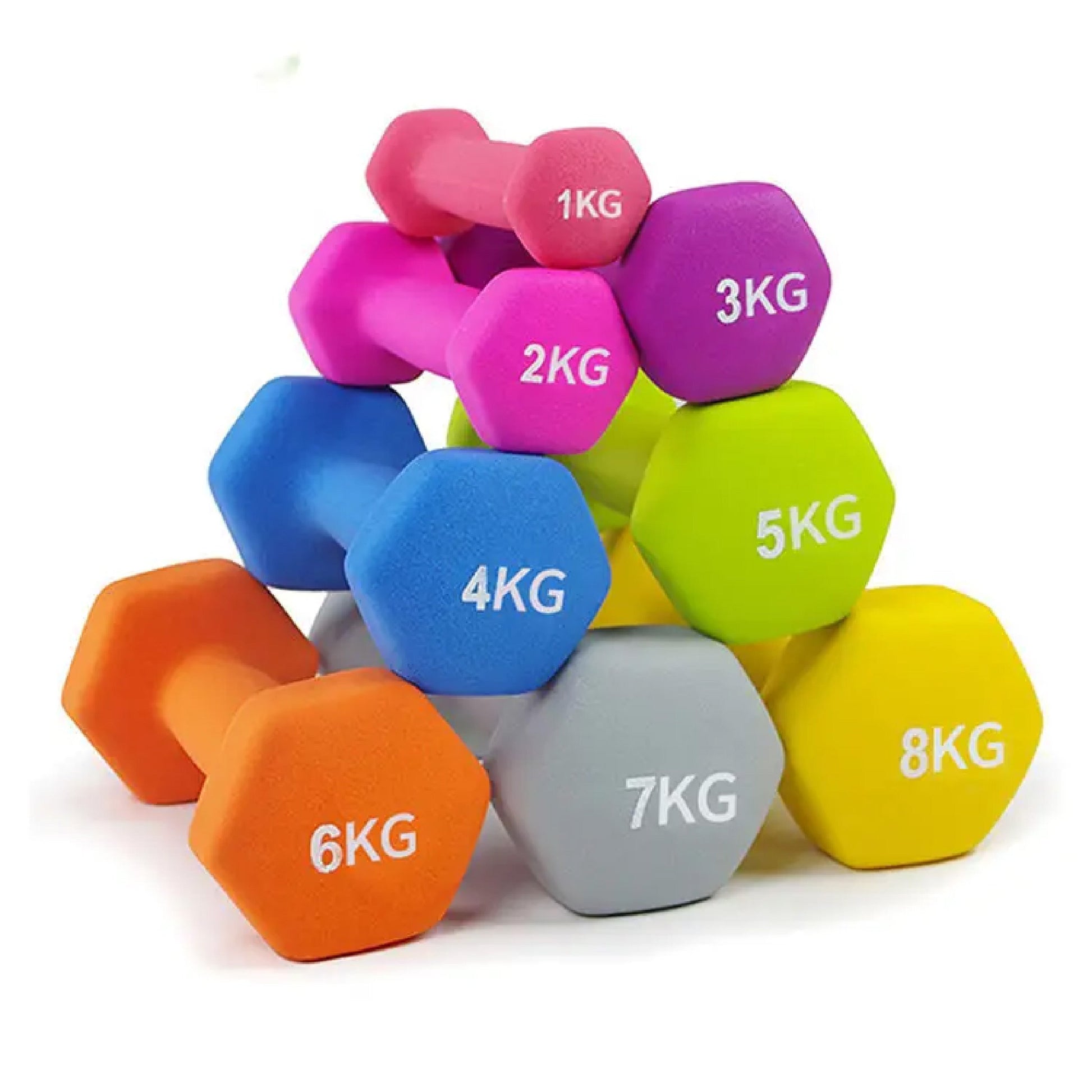 Non‑Slip Neoprene Hex Dumbbells – Anti‑Roll Free Weights for Strength Training, Toning, and Safe Storage in Compact Home Gym Spaces