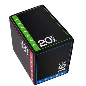 Black box with measurement labels on a white background