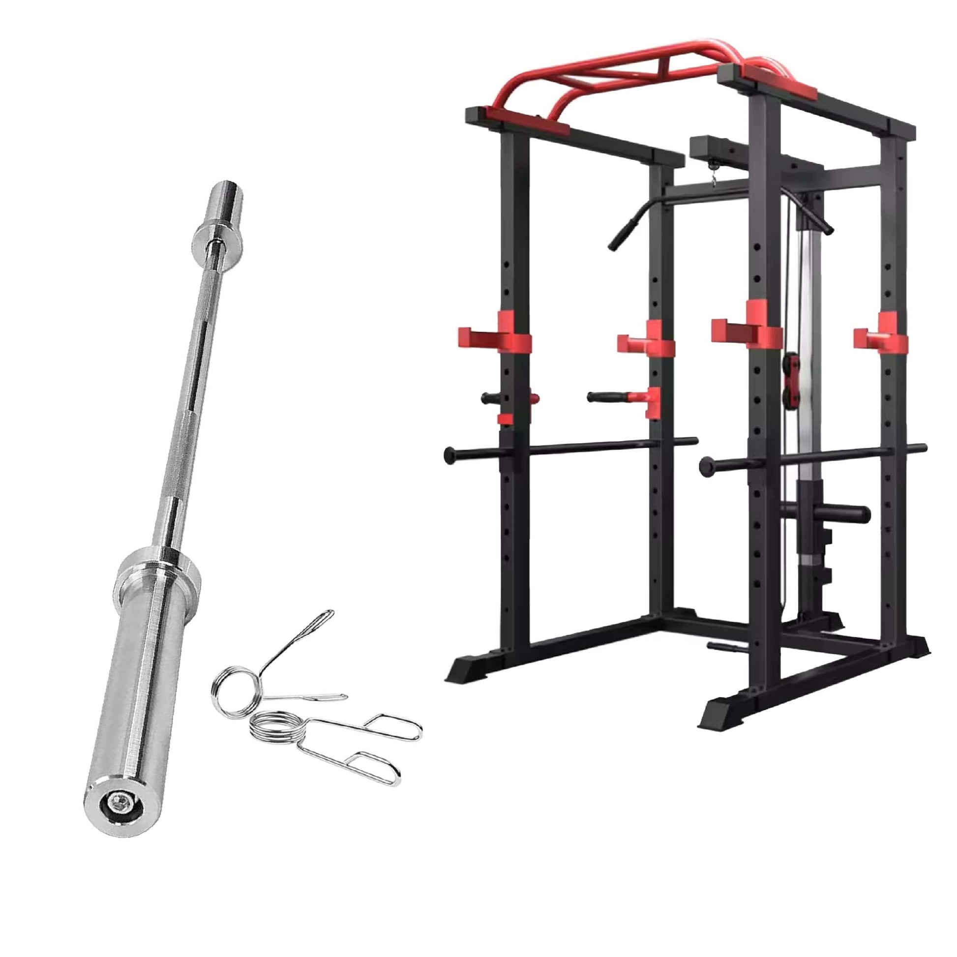 Multi-Function Power Cage with Adjustable Cable Pulley System | Heavy-Duty Steel Rack for Full-Body Strength Training | Ideal for Home Gyms
