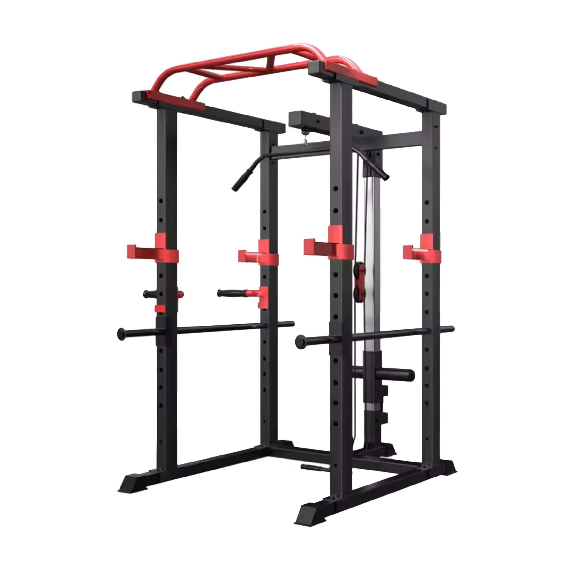 Multi-Function Power Cage with Adjustable Cable Pulley System | Heavy-Duty Steel Rack for Full-Body Strength Training | Ideal for Home Gyms