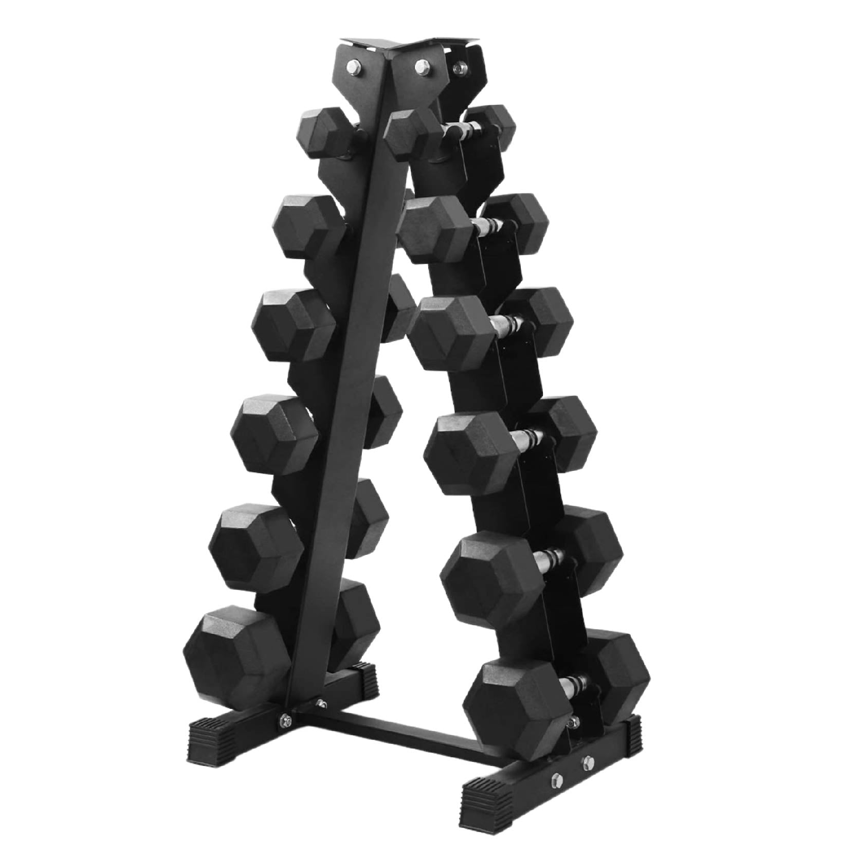 Hex Dumbbells 2.5–15kg Pair with A6 Rack