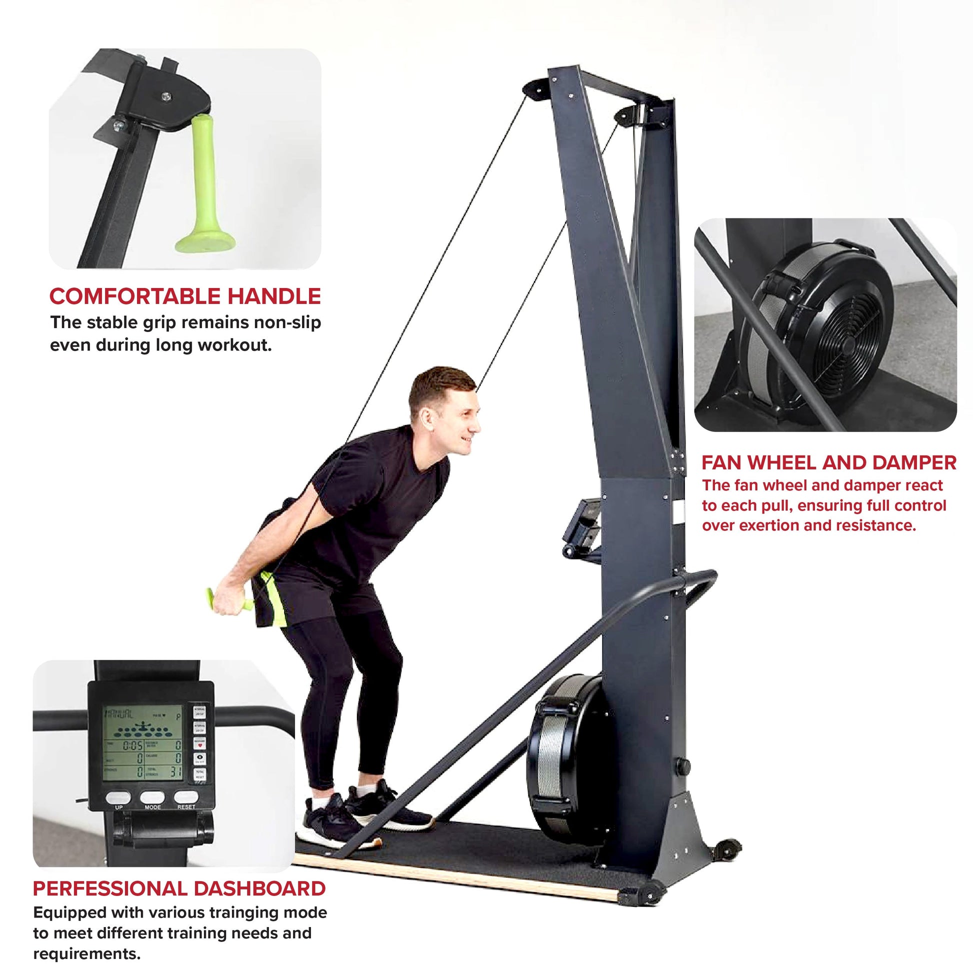 Indoor Ski Machine with LED Display – Heavy Duty Steel Build for Intense Cardio & Full-Body Strength Workouts at Home