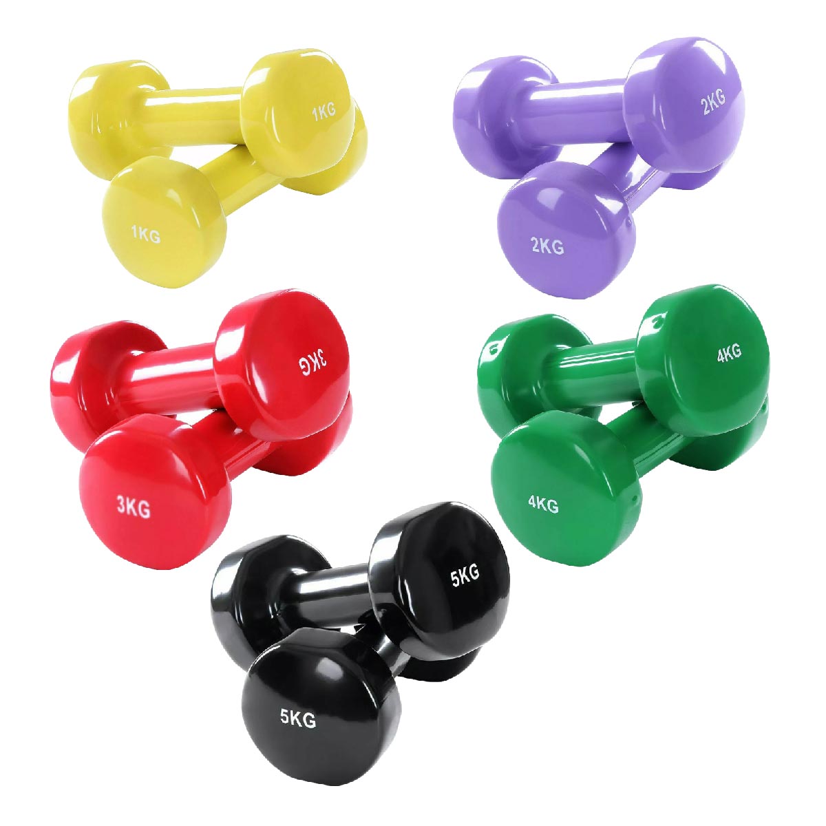 Color-Coded Neoprene Dumbbells – Vinyl-Coated Hand Weights with Ergonomic Grip, Anti-Slip Design for Strength Training & Toning – Home Gym Ready