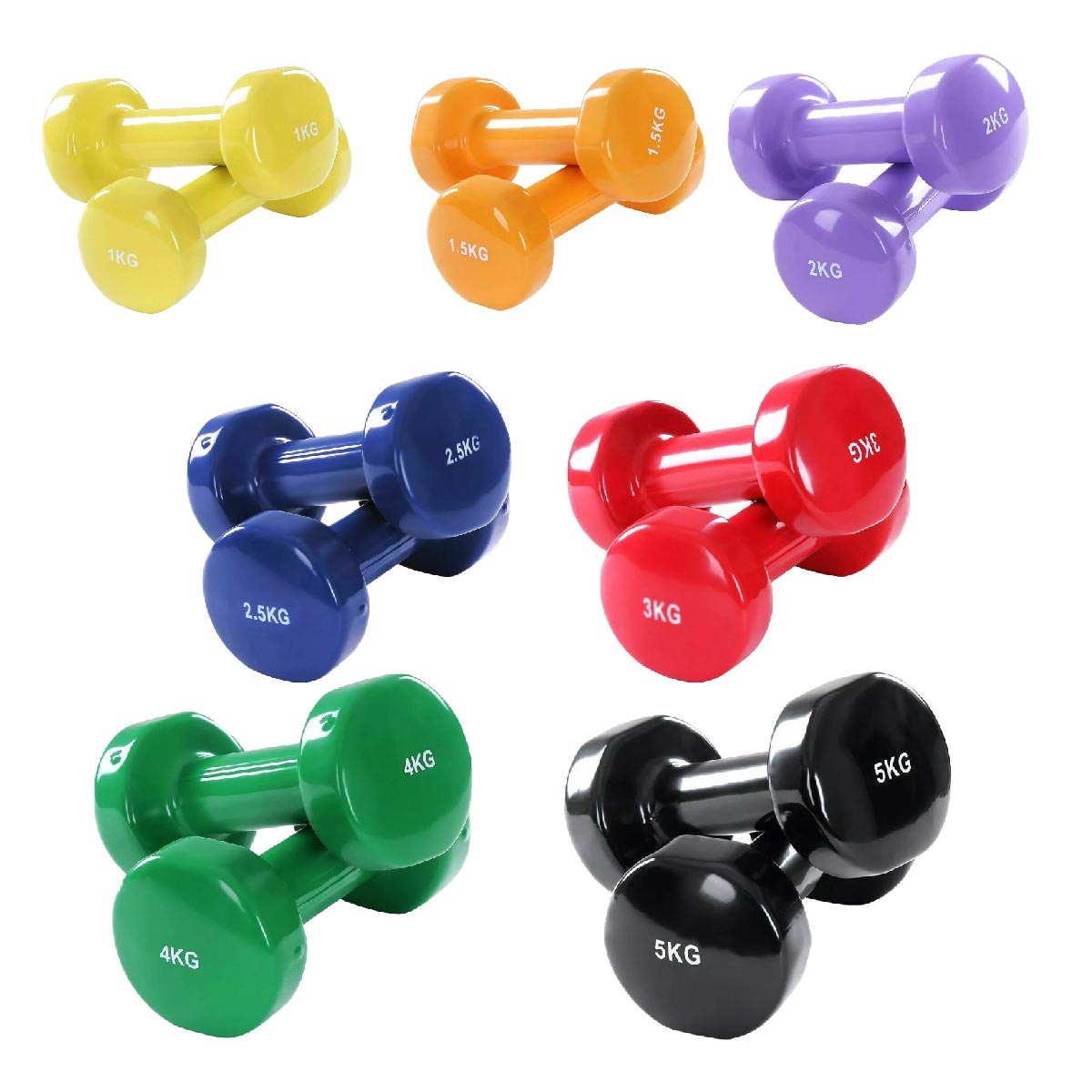 Color-Coded Neoprene Dumbbells – Vinyl-Coated Hand Weights with Ergonomic Grip, Anti-Slip Design for Strength Training & Toning – Home Gym Ready