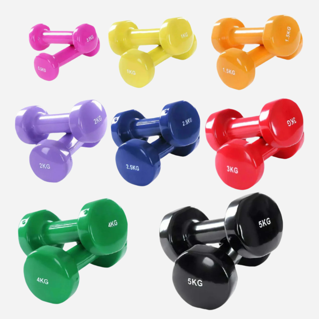 Color-Coded Neoprene Dumbbells – Vinyl-Coated Hand Weights with Ergonomic Grip, Anti-Slip Design for Strength Training & Toning – Home Gym Ready