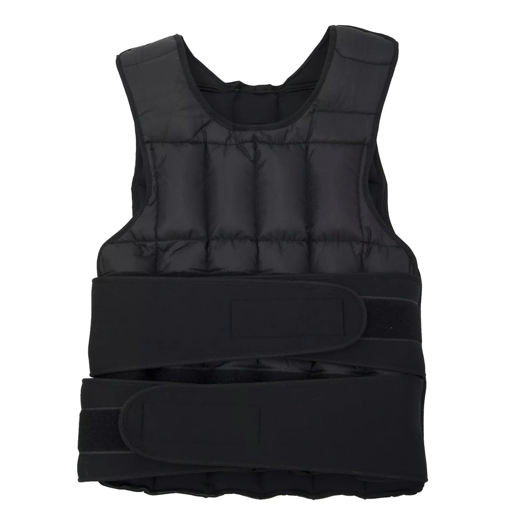 Black weighted vest on a white background