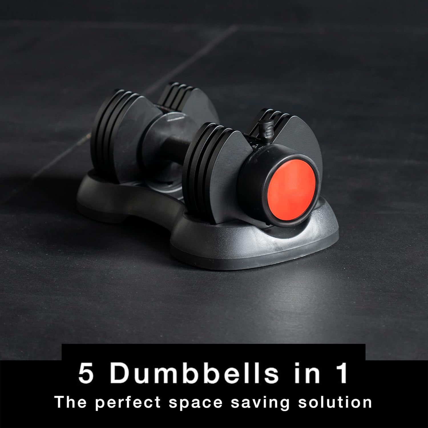 EliteFit 5‑in‑1 Adjustable Dumbbell Pair (2.5–12.5 kg) – Rubber-Coated Cast Iron, Safety Lock, Compact Strength Training for Home Gym & Studio