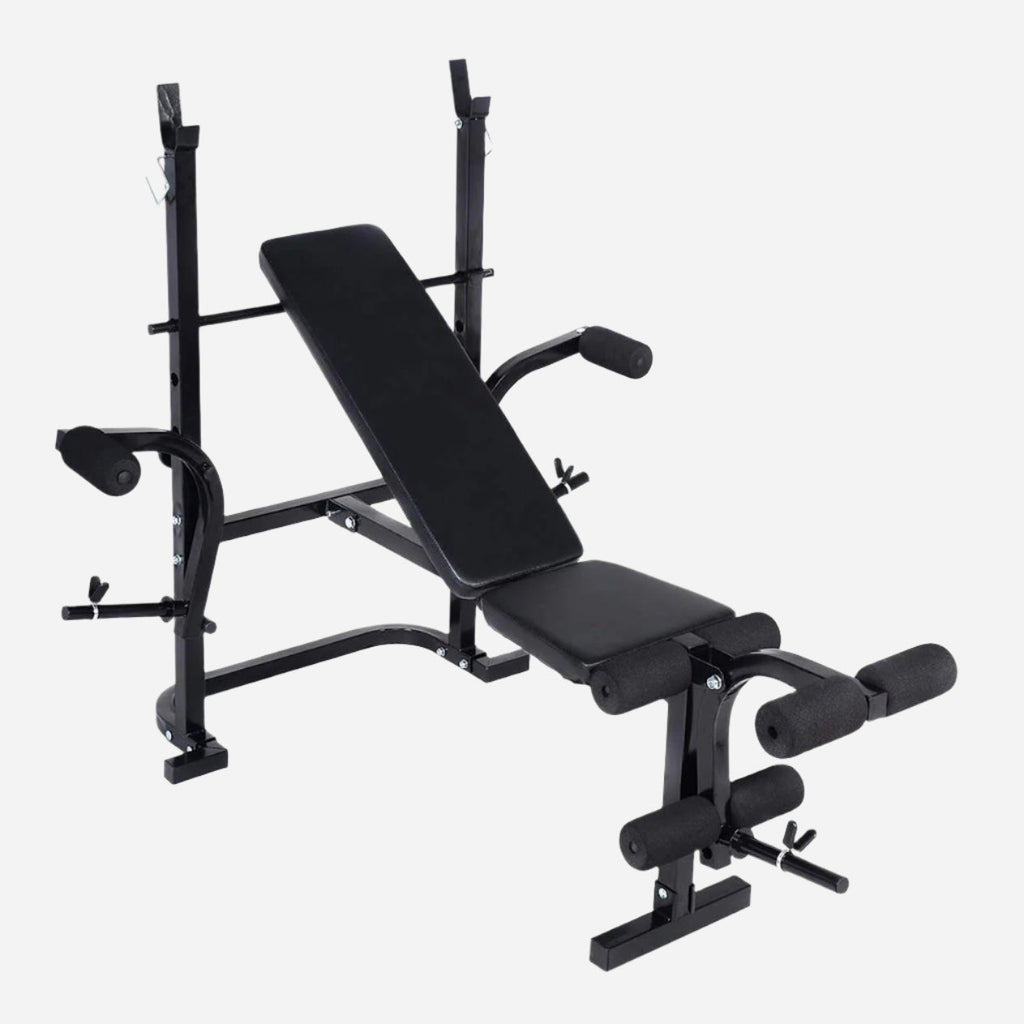Complete Strength Training Bench – Adjustable All-in-One Multi Gym Station with Squat Rack, Leg Curl, Chest Fly & Preacher Pad for Full-Body Home Workouts