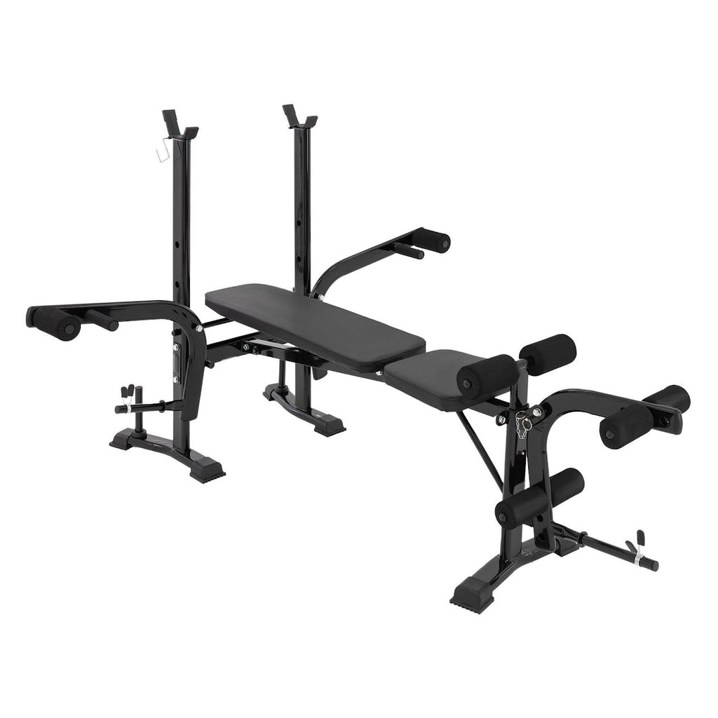 Complete Strength Training Bench – Adjustable All-in-One Multi Gym Station with Squat Rack, Leg Curl, Chest Fly & Preacher Pad for Full-Body Home Workouts
