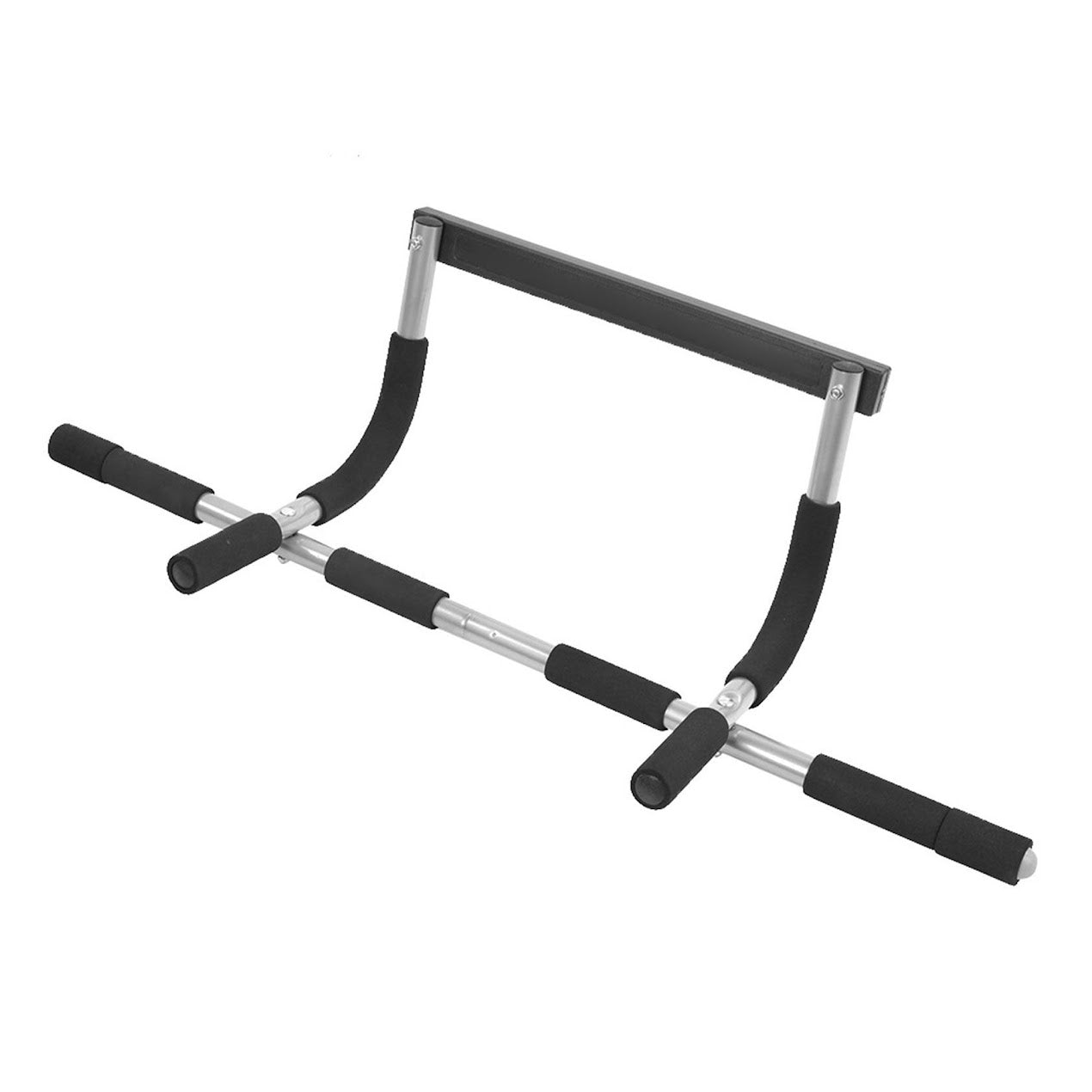 Home Gym Pull-Up & Chin-Up Bar | Foldable Heavy Duty Doorway Trainer with Padded Multi-Grip Handles | Fits 61–81 cm Frames | Black & Grey
