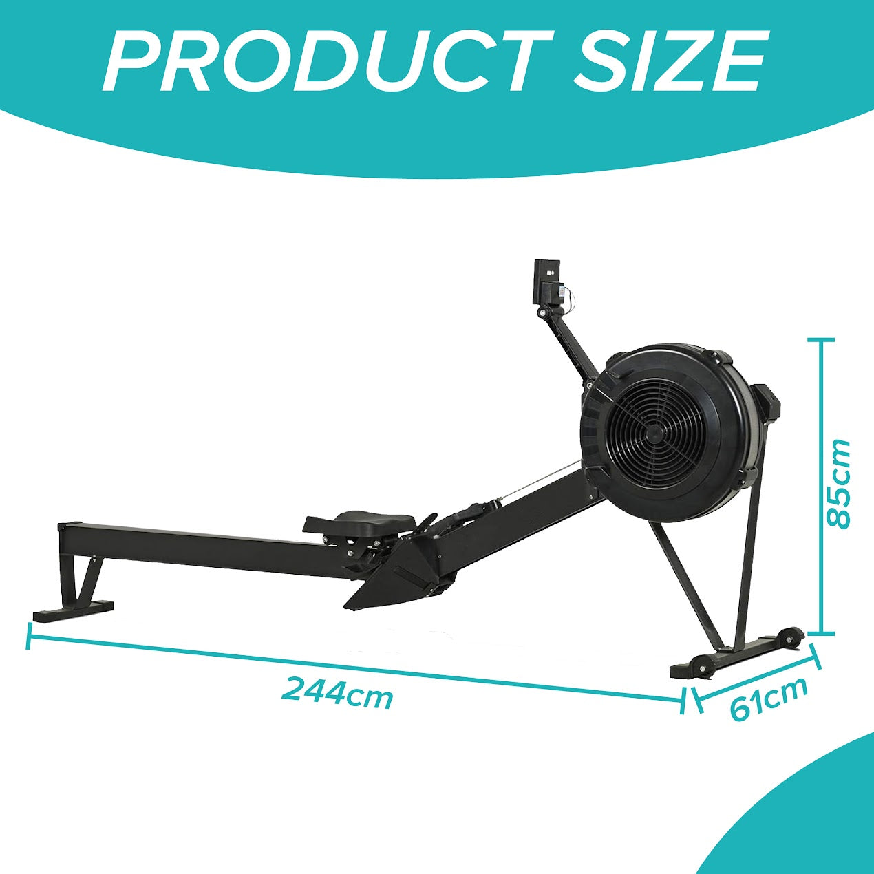 Full-Motion Air Resistance Rower – 10-Level Silent Rowing Machine with Foldable Aluminum Rail, LCD Monitor & Cushioned Seat for Home Cardio & Strength Traininge Cardio & Strength Training