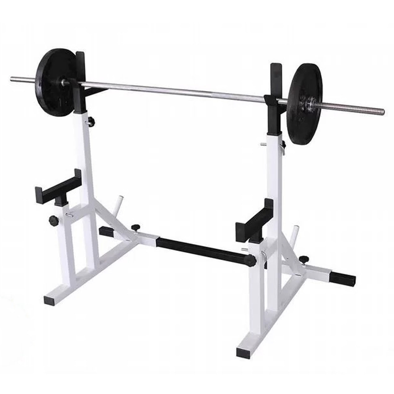 400kg Load Capacity Adjustable Squat & Bench Press Rack 2.0 – Heavy Duty Steel Frame, Multi Position & Safety Spotters for Home Gym Workouts