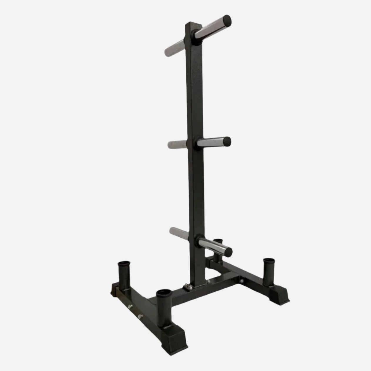 3-Tier Olympic Weight Plate Rack with Barbell Holder – Heavy-Duty, Scratch-Resistant Steel Tree Stand, 200 kg Capacity for Compact Home Gym Storage