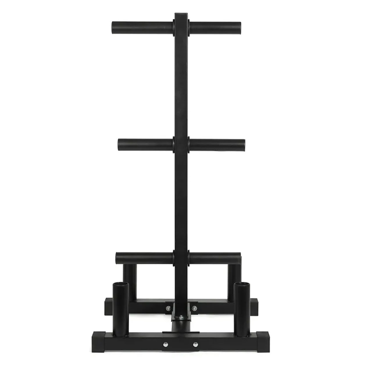 3-Tier Olympic Weight Plate Rack with Barbell Holder – Heavy-Duty, Scratch-Resistant Steel Tree Stand, 200 kg Capacity for Compact Home Gym Storage