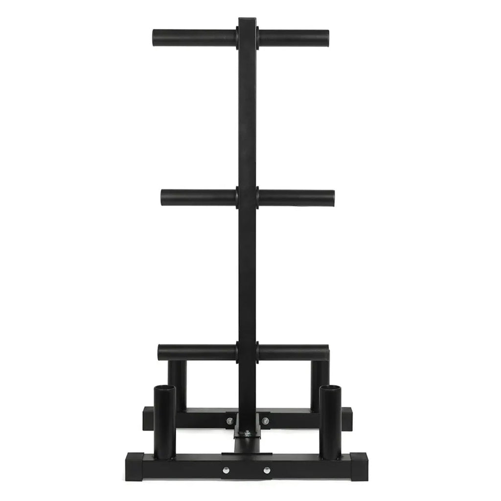 3-Tier Olympic Weight Plate Rack with Barbell Holder – Heavy-Duty, Scratch-Resistant Steel Tree Stand, 200 kg Capacity for Compact Home Gym Storage